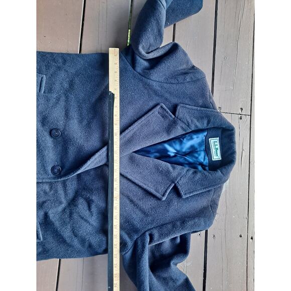 VTG 90s L.L. Bean Dark Blue Wool Pea Coat Adult L Double Breasted USA Made - Picture 4 of 6